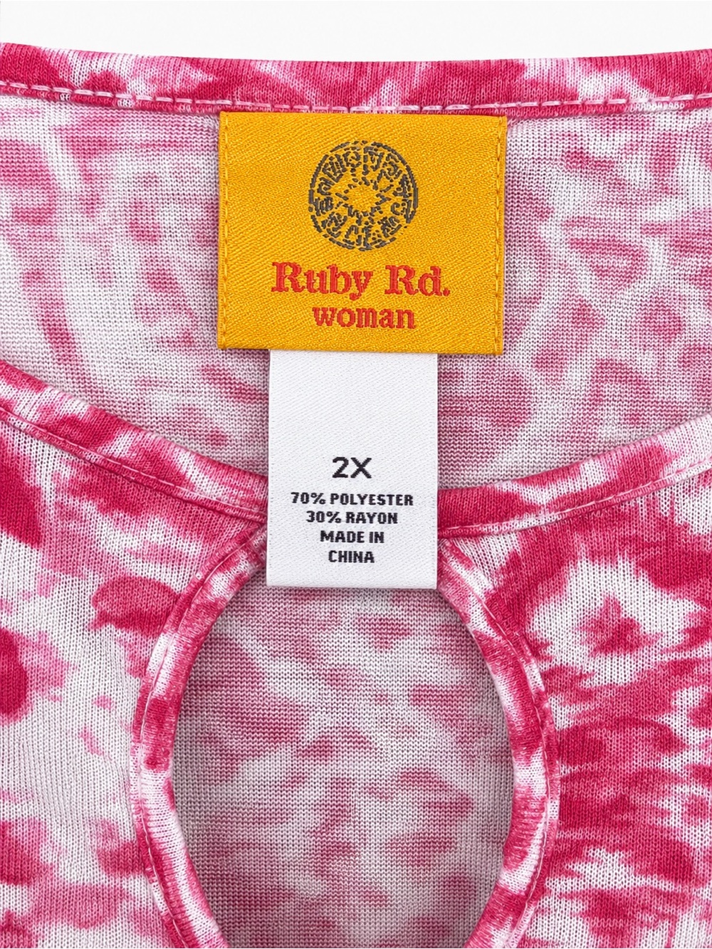 *NWT* Ruby Rd. Women’s Pink Print Keyhole Tunic - Size 2X - Picture 3 of 4
